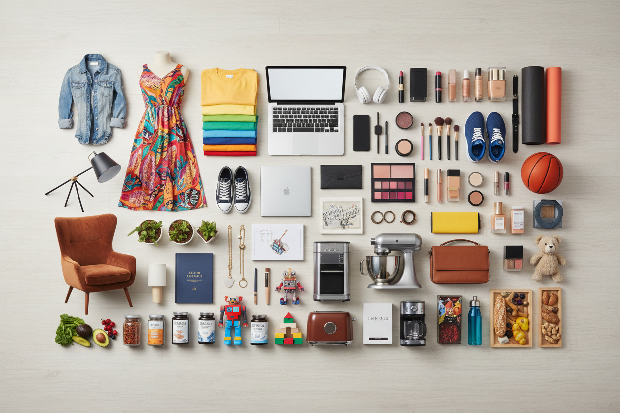 i need a image with full of e commerce products in all category